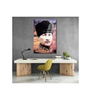 Gökyüzü ve Atatürk Görseli Cam Tablo HD Dijital Baskı Ev Ofis Dekoru