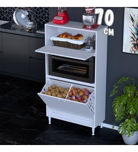 Eliusta Mayra 70 cm Çok Amaçlı Kiler Dolabı Mutfak Banyo Düzenleyici İki Sepetli Fırın Bölmeli 70x150x32cm