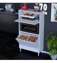 Eliusta Mayra 70 cm Çok Amaçlı Kiler Dolabı Mutfak Banyo Düzenleyici İki Sepetli Fırın Bölmeli 70x150x32cm