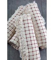 %100 Pamuklu Buldan Işi Koltuk-çekyat Örtüsü 180 X 450 Cm (450) (Beyaz - Bordo)