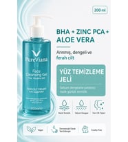 Yüz Temizleme Jeli 200ML – Aloe Vera + Niacinamide + Bha – Siyah Nokta & Akne Karşıtı, Gözenek Temizleyici ve Sebum Dengeleyici