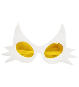 Beyaz Renk Bıyık Tasarımlı Kedi Parti Gözlüğü 19X11 Cm