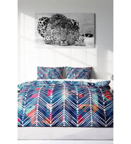 Çift Kişilik ( Lastikli Çarşaflı ) %100 Pamuk Saten Nevresim Takımı Blue Pattern