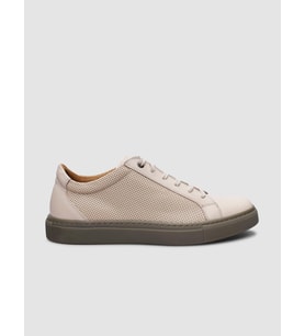 %100 Hakiki Deri Bej Bağcıklı Erkek Sneaker
