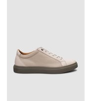 %100 Hakiki Deri Bej Bağcıklı Erkek Sneaker