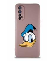 Realme 7 Soft Premier Kapak Donald Duck-B Tasarımlı Silikon Kılıf - Pudra (Şeffaf)