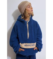 Reycan Erkek Çocuk Peluş Sweatshirt Kapüşonlu Kanguru Cepli 5-8 Yaş, İndigo