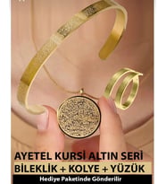 özel kaplama ayetek kürsi yazılı kolye yüzük bileklik set