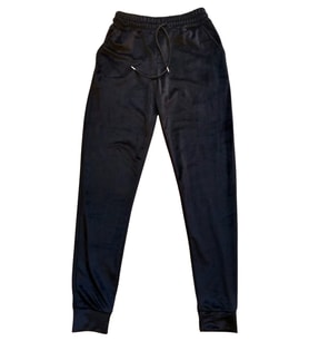 Parlak Kadife Cepli Pantolon Eşofman Pijama Altı Unisex Lastikli Paça Siyah