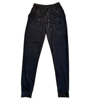 Parlak Kadife Cepli Pantolon Eşofman Pijama Altı Unisex Lastikli Paça Siyah