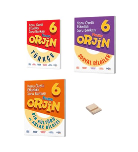6. Sınıf Orjin Türkçe Sosyal Bilgiler ve Din Kültürü Konu Özetli Soru Bankası 3lü Set
