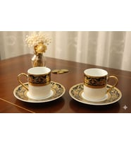 DECO VİEN OSMANLI MOTİFLİ SİYAH-GOLD 2'Lİ PORSELEN KAHVE FİNCAN TAKIMI