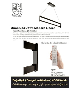 Orion Silver Lineer LED Sarkıt Avize – Kumandalı Dim Edilebilir – Yukarı & Aşağı Işık