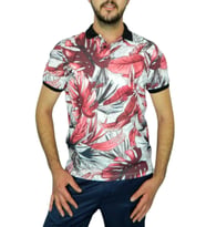 Erkek Yaprak Baskılı Polo Yaka Tişört BGL-ST00528 (Bordo)