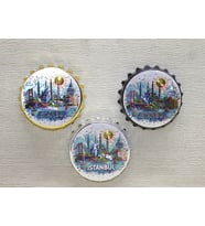 Northcity İstanbul Temalı Metal Magnet - Dekoratif Buzdolabı Magnet'i 8 Cm