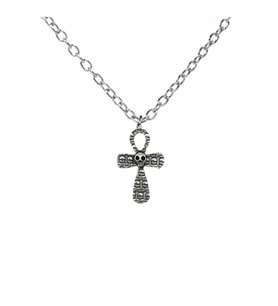 İşlemeli Ankh Sembolü Kolye – 60 cm Zincirli, Antik & Unisex Takı (Gümüş)
