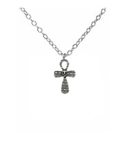 İşlemeli Ankh Sembolü Kolye – 60 cm Zincirli, Antik & Unisex Takı (Gümüş)