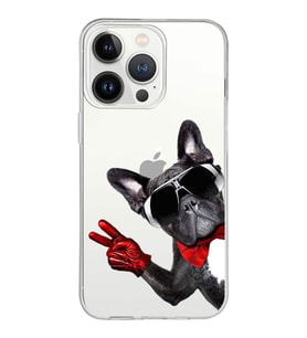 PrintiFy Apple  iPhone 13 Pro Max ile Uyumlu 1mm Slim Fit Köpek 2 050e Baskılı Şeffaf  Kılıf