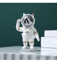 Modern Astronot Köpek Figür Biblo 14 cm Ev Ofis Masa Süsü Dekoratif Uzay Temalı Hediyelik Heykel (Beyaz)