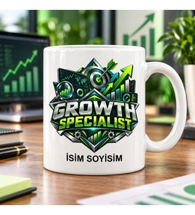 Büyüme Uzmanı Kupa Bardak Yeşil Hedef ve Yükselen Grafik Desenli