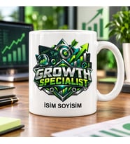 Büyüme Uzmanı Kupa Bardak Yeşil Hedef ve Yükselen Grafik Desenli