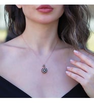 Elmas Montür Yuvarlak Rose Gold Gümüş Kolye