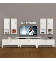 Decoraktiv Ekoflex 8DA Mdf Gold Tv Ünitesi Tv Sehpası - Parlak Beyaz