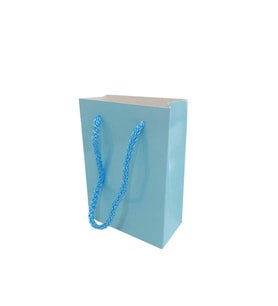 İp Saplı Karton Çanta Minik Boy Düz Renk 13.8X10X5 CM (25 Adet)   Mavi