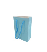 İp Saplı Karton Çanta Minik Boy Düz Renk 13.8X10X5 CM (25 Adet)   Mavi