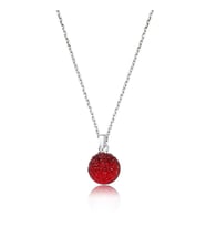 Gümüş Kırmızı Kristal Taşlı Bayan Kolye SL1569