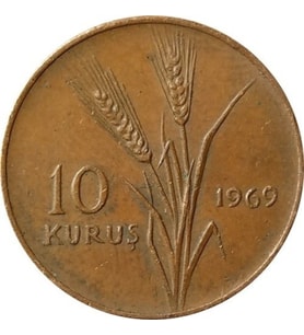 Madeni 10 kuruş 1969 yılı koleksiyon para