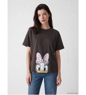 LCW Comfort Kahverengi Daisy Duck Baskılı Kadın Tişört