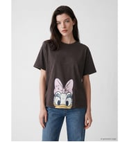 LCW Comfort Kahverengi Daisy Duck Baskılı Kadın Tişört