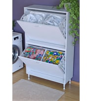 Eliusta Veluna 70 cm Kirli Çamaşır Sepetli Dolap Banyo Dolabı Beyaz 70x138x32,5 cm 4 Sepetli Dolap