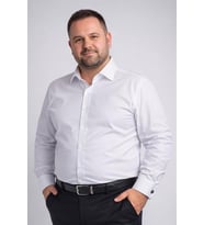 Beyaz Ekstra Büyük Yaka 4 Drop Rahat Kesim Micro Kumaş Kol Düğmeli Regular Fit Erkek Gömlek // 189-1