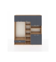 Hyperion Dolap 11 Raflı Tek Çekmeceli 7 Kapaklı 220x44x243 Çam-Antrasit/Antrasit