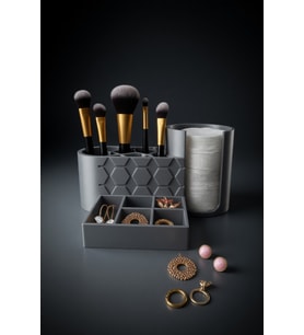 MYCRAFT3D Makyaj Organizer Çok Bölmeli  Pamukluk + Fırçalık + Takı Düzenleyici Masa Üstü Organizer