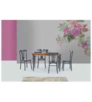 DAMLA SABİT MASA VE DEKOPAJLI SANDALYE TAKIMI, CEVİZ ANTRASİT, 125x80 (Siyah)