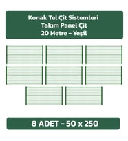 KONAK TEL ÇİT SİSTEMLERİ 8 ADET TAKIM PANEL ÇİT 50 X 250 CM (8 ADET 50X250 PANEL ÇİT VE 8 ADET PANEL ÇİT DİREĞİ) (Yeşil)