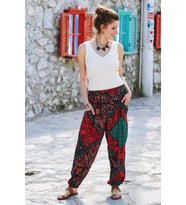 Bohem Stil Dökümlü Paça Lastikli Pantolon (Siyah)