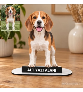 Kişiye Özel Evcil Hayvan Fotoğraflı MDF Karikatürlü 18 cm MDF Masaüstü Biblo - Masaüstü Hediye 2. Model