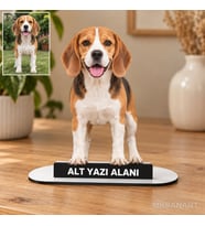 Kişiye Özel Evcil Hayvan Fotoğraflı MDF Karikatürlü 18 cm MDF Masaüstü Biblo - Masaüstü Hediye 2. Model