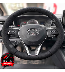 Toyota Corolla E210 Dikme Direksiyon Kılıfı Premium Komple Delikli Deri Siyah Dikiş 2018-2026