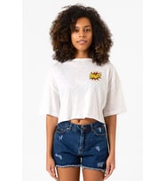 Big Bang Theory Bang Logo Beyaz Kırçıllı Kadın Crop Tshirt
