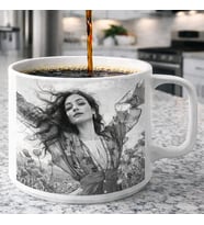 Sevgililer Gününe Özel Premium Kara Kalem Fotoğraflı Lüx Çay Ve Nescafe Fincanı