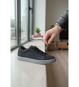 Enoch Hakiki Deri Lazer Delikli Erkek Sneaker Ortopedik Taban