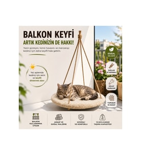 50 cm Balkon Kedi Salıncağı, Welsoft Kumaşlı Asma Kedi Yatağı