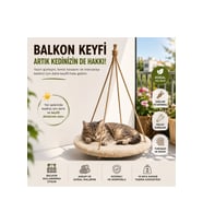 50 cm Balkon Kedi Salıncağı, Welsoft Kumaşlı Asma Kedi Yatağı