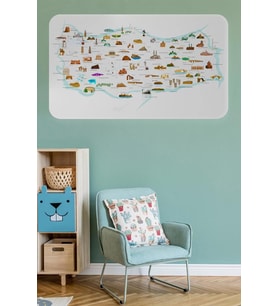 Eğitici Ve Öğretici Cocuk Odası Türkiye Haritası Duvar Sticker-60x105-3880