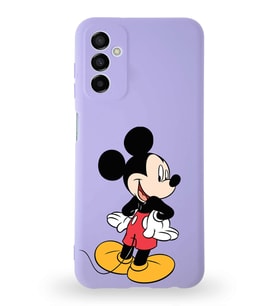 Samsung Galaxy M23 Uyumlu Lansman Kılıf Altı Kapalı İçi Kadife  Mickey Mouse-D Tasarımlı  Kapak (Şeffaf)